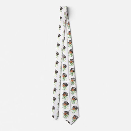Dachshund Dog, Pets Pattern, Spring Art Stropdas (Achterkant)