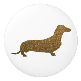 Dachshund Dog-pictogram (rechts) | Faux Gold Glitt Keramische Knop