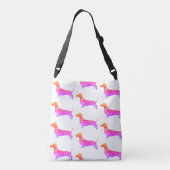 Dachshund Dog Pink Dog Canvas tas (Achterkant)