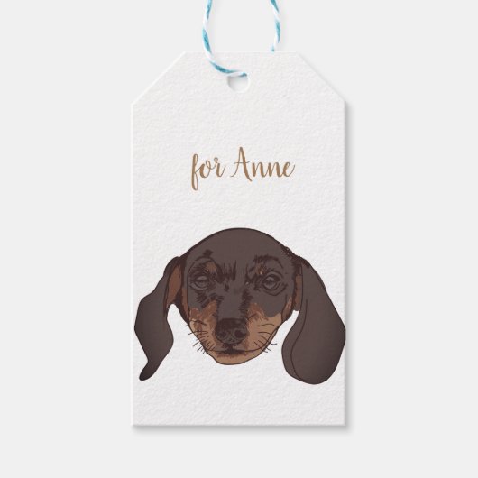 Dachshund dog Portrait Custom Cadeaulabel (Voorkant)