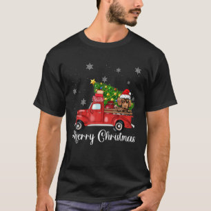 Dachshund Dog Riding Red Truck Kerstmis T-shirt
