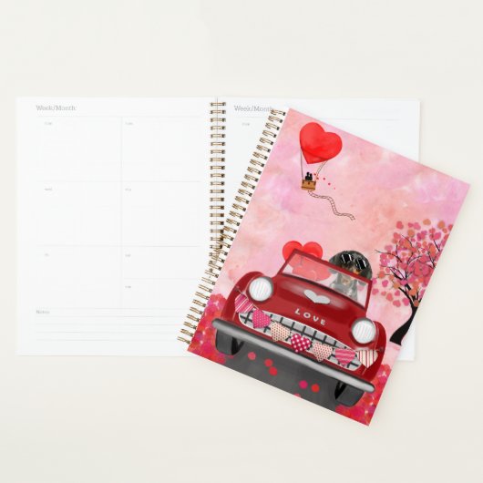Dachshund Dog-rijtuig met hart Valentijnse Planner (Display)