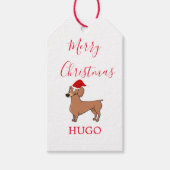 Dachshund Dog Santa hat Merry kerst Personal Cadeaulabel (Voorkant)