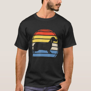 Dachshund Dog Silhouette Retro Sunset T-shirt