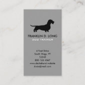 Dachshund Dog Silhouette Vertical Grey Visitekaartje (Voorkant)
