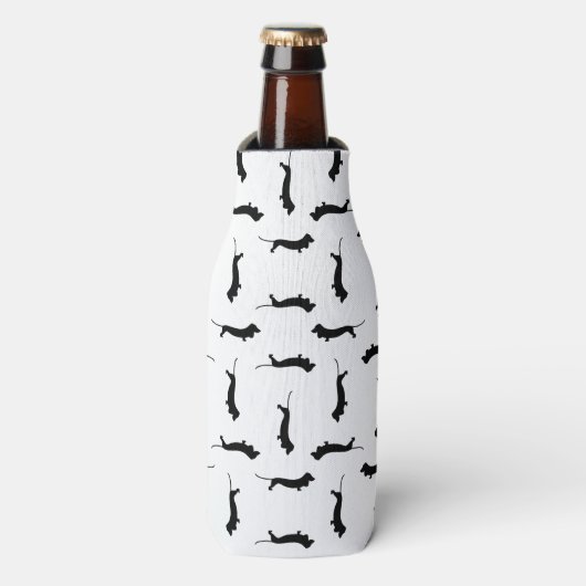 Dachshund Dog Silhouettes CUSTOM ACHTERGROUND COLO Flesjeskoeler (Fles Voorkant)