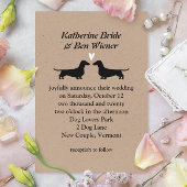 Dachshund Dog Silhouettes Cute Wedding Invitation Kaart