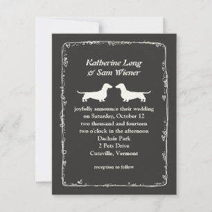 Dachshund Dog Silhouettes Wedding Announding Kaart