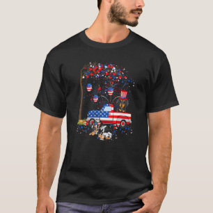 Dachshund Dog & Truck American Flag Patriotic Juli T-shirt