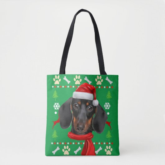 Dachshund Dog Ugly kerst Draagtas (Voorkant)