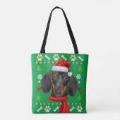 Dachshund Dog Ugly kerst Draagtas (Achterkant)