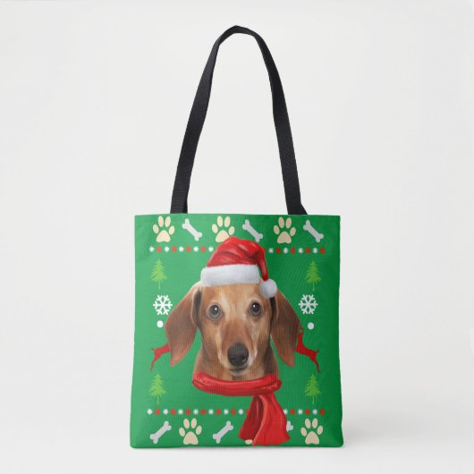 Dachshund Dog Ugly kerst Draagtas (Voorkant)