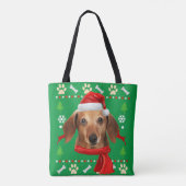 Dachshund Dog Ugly kerst Draagtas (Achterkant)