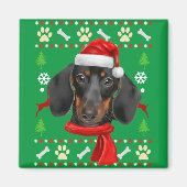 Dachshund Dog Ugly kerst Magneet (Voorkant)