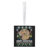 Dachshund Dog Ugly kerstSweater Style Ornament (Rechts)
