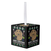 Dachshund Dog Ugly kerstSweater Style Ornament (Achter hoekig)