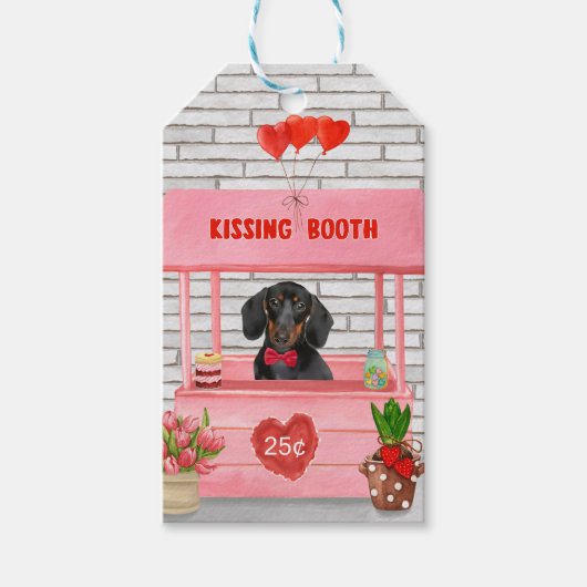 Dachshund Dog Valentijnsdag Kissing Booth Cadeaulabel (Voorkant)