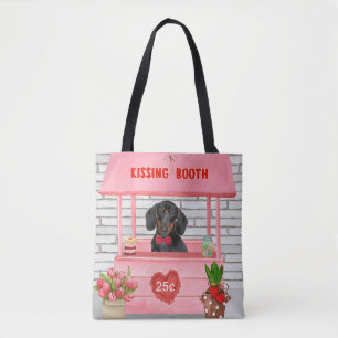 Dachshund Dog Valentijnsdag Kissing Booth Draagtas