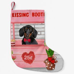Dachshund Dog Valentijnsdag Kissing Booth Kleine Kerstsok