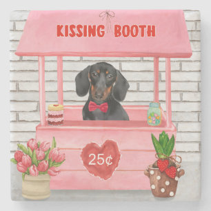 Dachshund Dog Valentijnsdag Kissing Booth Stenen Onderzetter