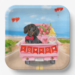 Dachshund Dog Valentijnsdag Truck Hearts Papieren Bordje