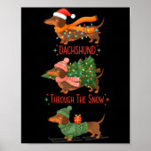 Dachshund Dogs Christmas Sweater Dachshund Through Poster (Voorkant)