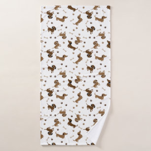 Dachshund Dogs en Botten Cute Paws Badhanddoek