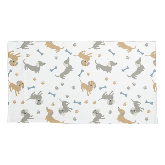 Dachshund Dogs en Paws Cute Pastel Doxies Kussensloop (Achterkant-Links)
