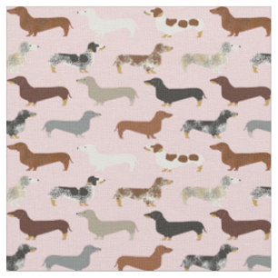 Dachshund dogs pastelroze stof