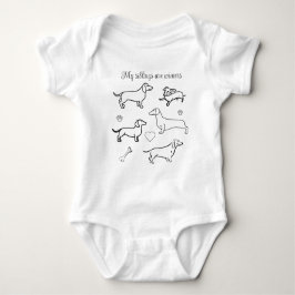 Dachshund Dogs Pets Doodle Funny Black and White B Romper