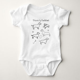 Dachshund Dogs Pets Doodle Funny Black and White Romper