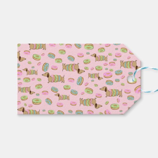 Dachshund & Donuts Party Cadeau Labels Cadeaulabel (Voorkant (Horizontaal))