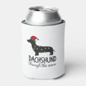 Dachshund door de sneeuw blikjeskoeler (Blikje Voorkant)