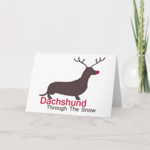 Dachshund Door De Sneeuw Feestdagen Kaart