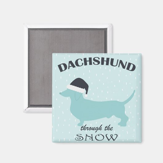 Dachshund door de sneeuw Funny Dog Kerstmis Magneet (Voorkant / Achterkant)
