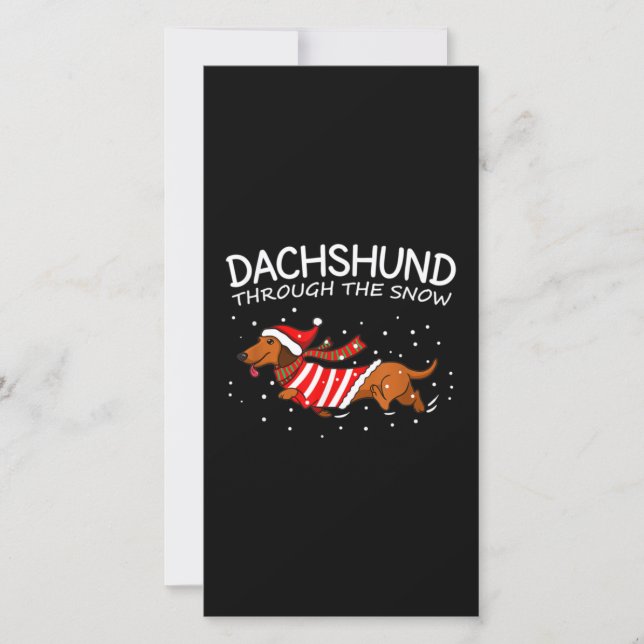 Dachshund door de sneeuw Grappige hond Kerstmis (Voorkant)