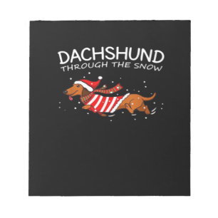 Dachshund Door De Sneeuw Grappige Hond Kerstmis Cl Notitieblok
