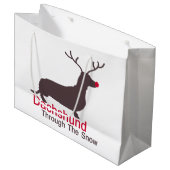 Dachshund door de sneeuw groot cadeauzakje (Voorkant Gekanteld)
