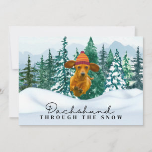 Dachshund door de Sneeuw Kerst Pret Hond  Feestdagenkaart