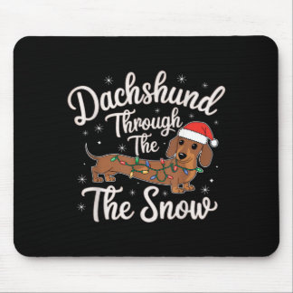 Dachshund door de sneeuw Kerstdecoratie voor honde Muismat