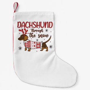 Dachshund door de sneeuw Kerstmis hond liefhebber Kleine Kerstsok