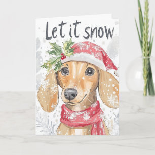 Dachshund Door de Sneeuw Kerstmis Kaart
