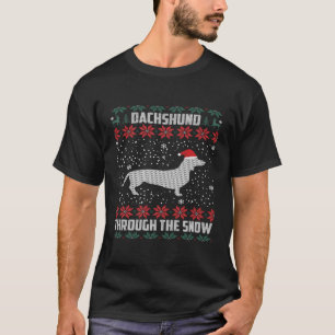 Dachshund door de sneeuw lelijk t-shirt