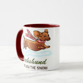 Dachshund door de sneeuw mok (Voorkant links)