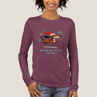 Dachshund door de Sneeuw puppy hond Kerstmis Tri-Blend Shirt