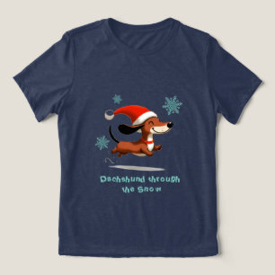 Dachshund door de Sneeuw puppy hond Kerstmis Tri-Blend Shirt