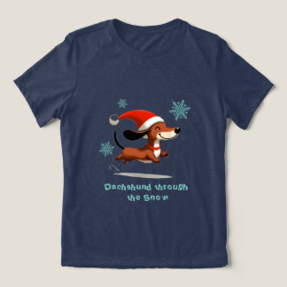 Dachshund door de Sneeuw puppy hond Kerstmis Tri-Blend Shirt