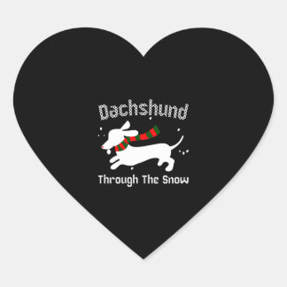 Dachshund door de sneeuw Ugly met kerst Hart Sticker