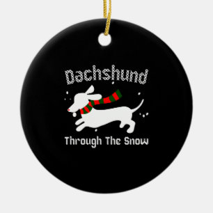 Dachshund door de sneeuw Ugly met kerst Keramisch Ornament