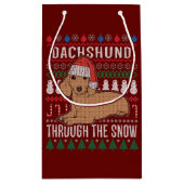Dachshund door de sneeuw Ugly met kerst Klein Cadeauzakje (Achterkant)